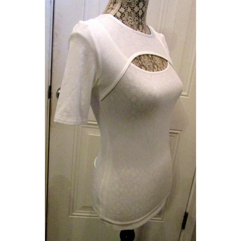 Marcella Tee NWT Top Off White Bowen Cutout Retail $102 Womens Size S - Picture 7 of 12